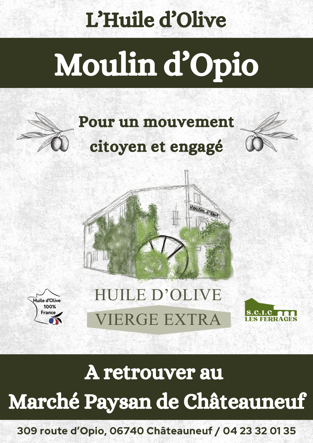 affiche huile avec adresse