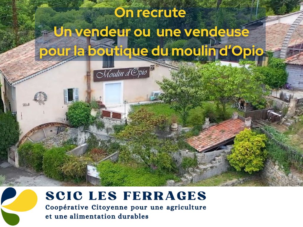 visuel recrutement vendeur boutique Moulin d'Opio